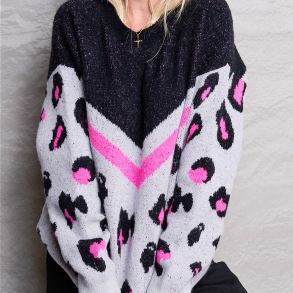 Women’s Pink Leopard Sweater